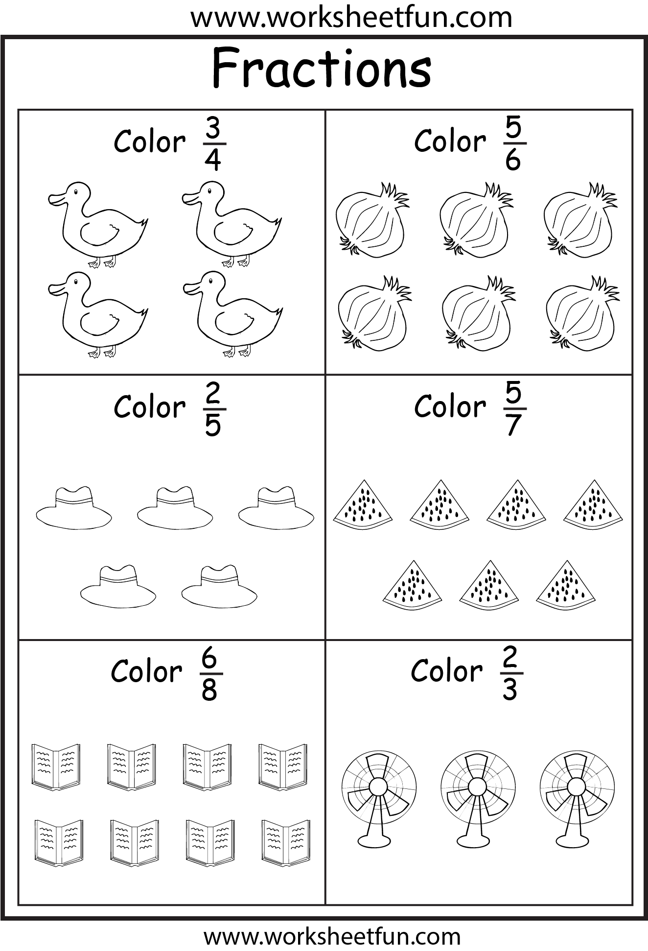 Coloring Fractions 5 Worksheets FREE Printable Worksheets Worksheetfun