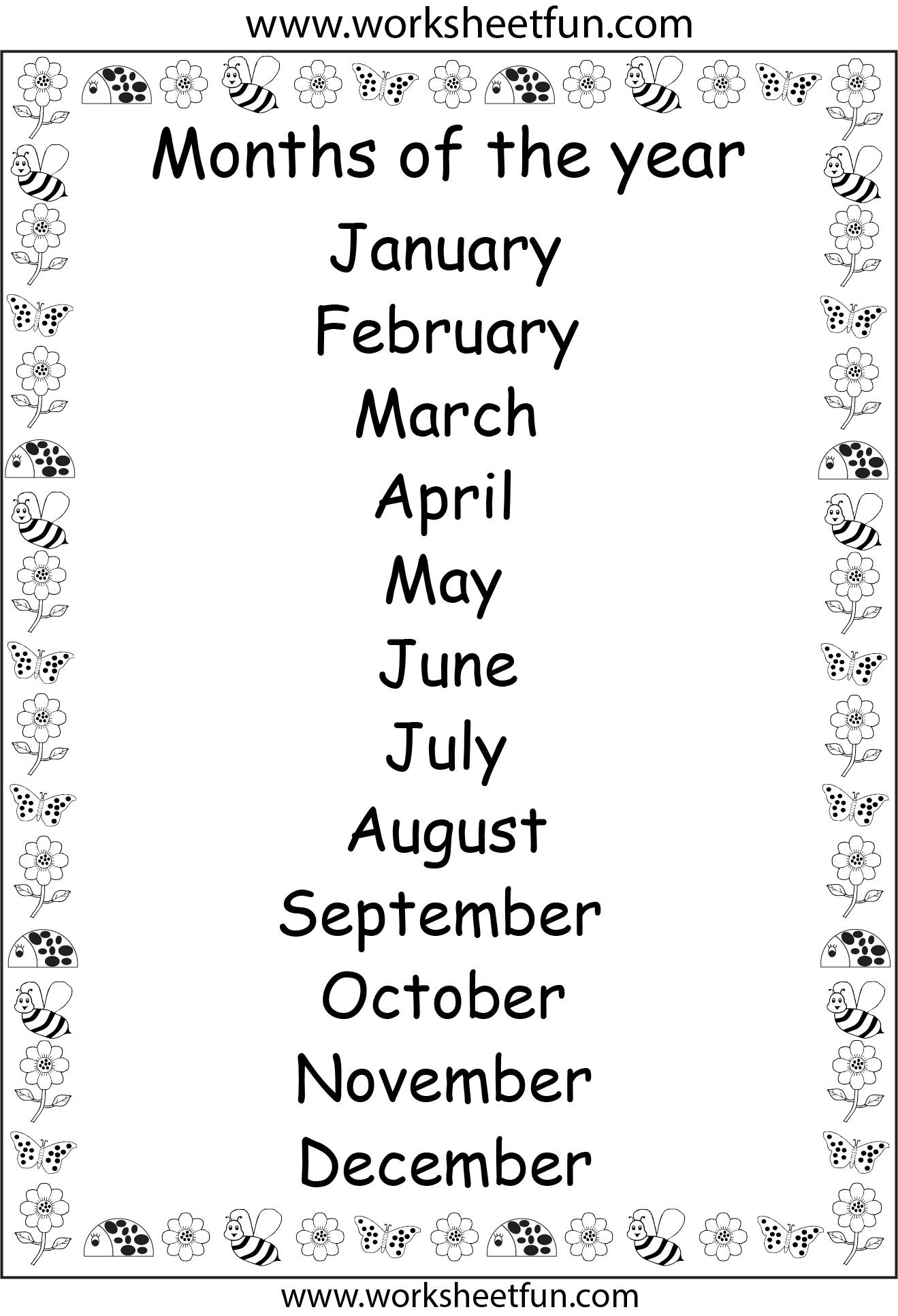 Months Of The Year Printable Chart FREE Printable Worksheets 