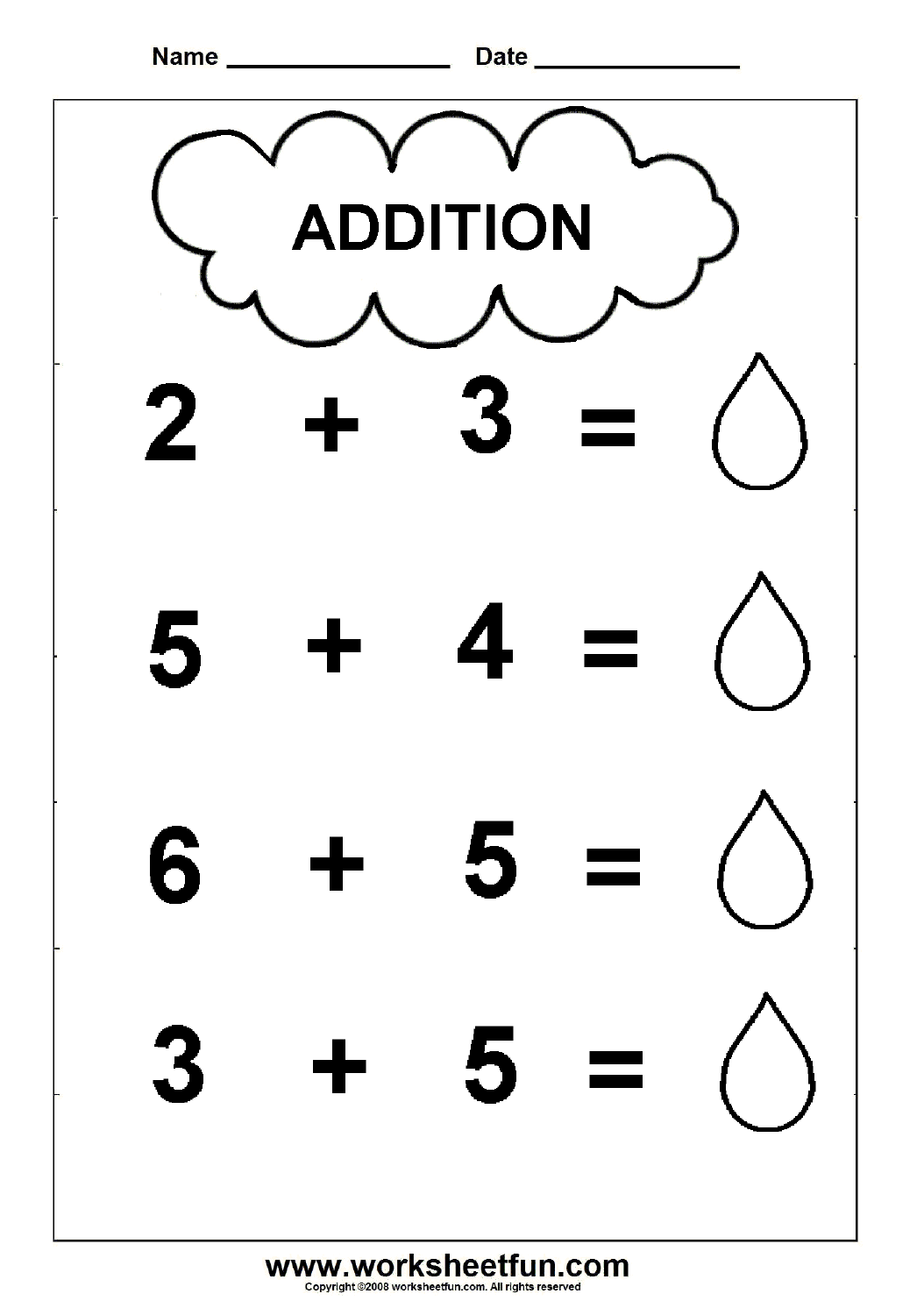 math worksheets for kindergarten addition