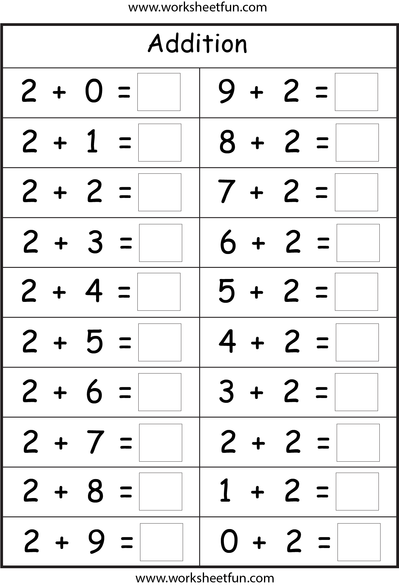 simple math addition sheets
