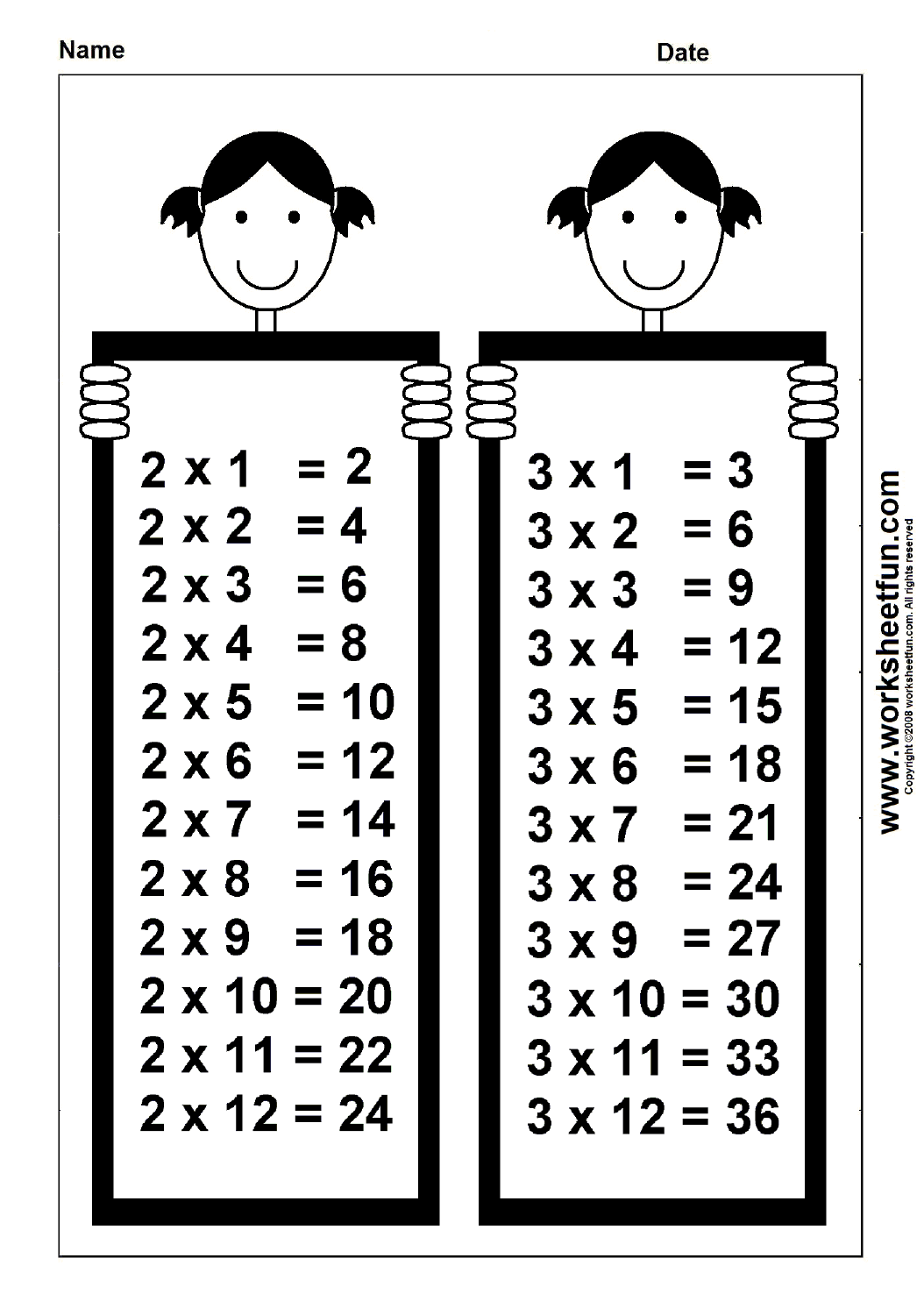 Times Table Chart 2 3 FREE Printable Worksheets Worksheetfun