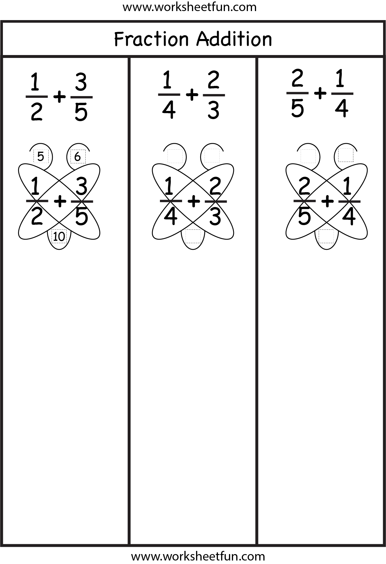 Fraction Addition – Butterfly Method / FREE Printable Worksheets With Adding Fractions Worksheet Pdf