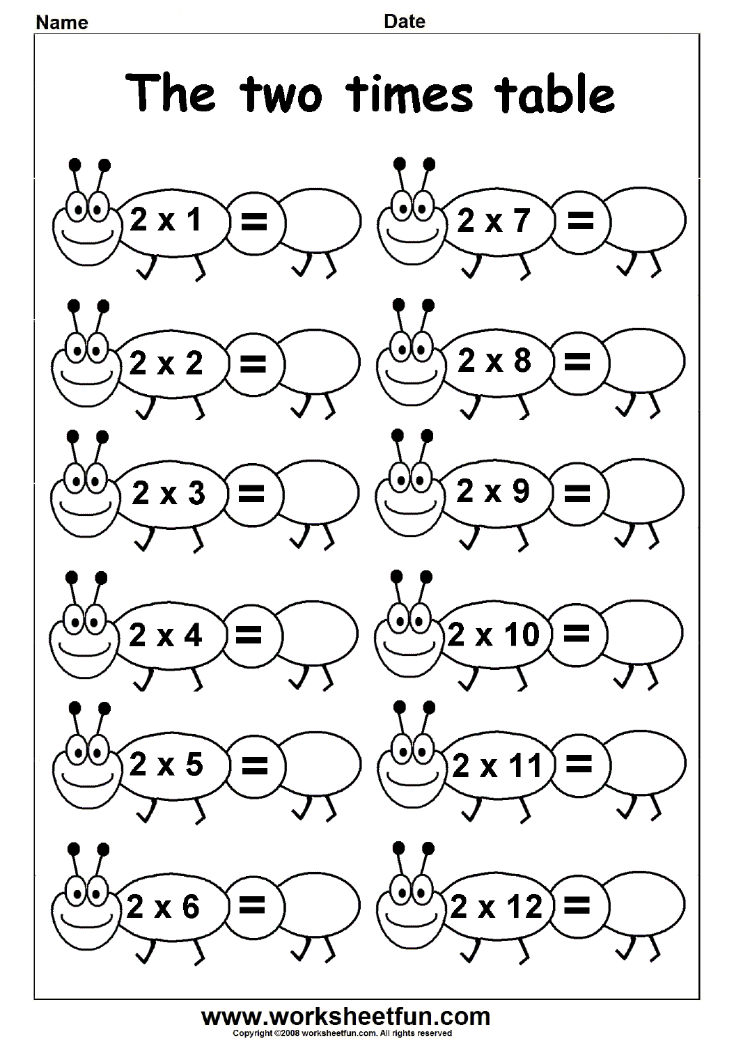 Multiplication Times Tables Worksheets – 22, 22, 22, 22, 22 & 22 Times For 2 Times Table Worksheet