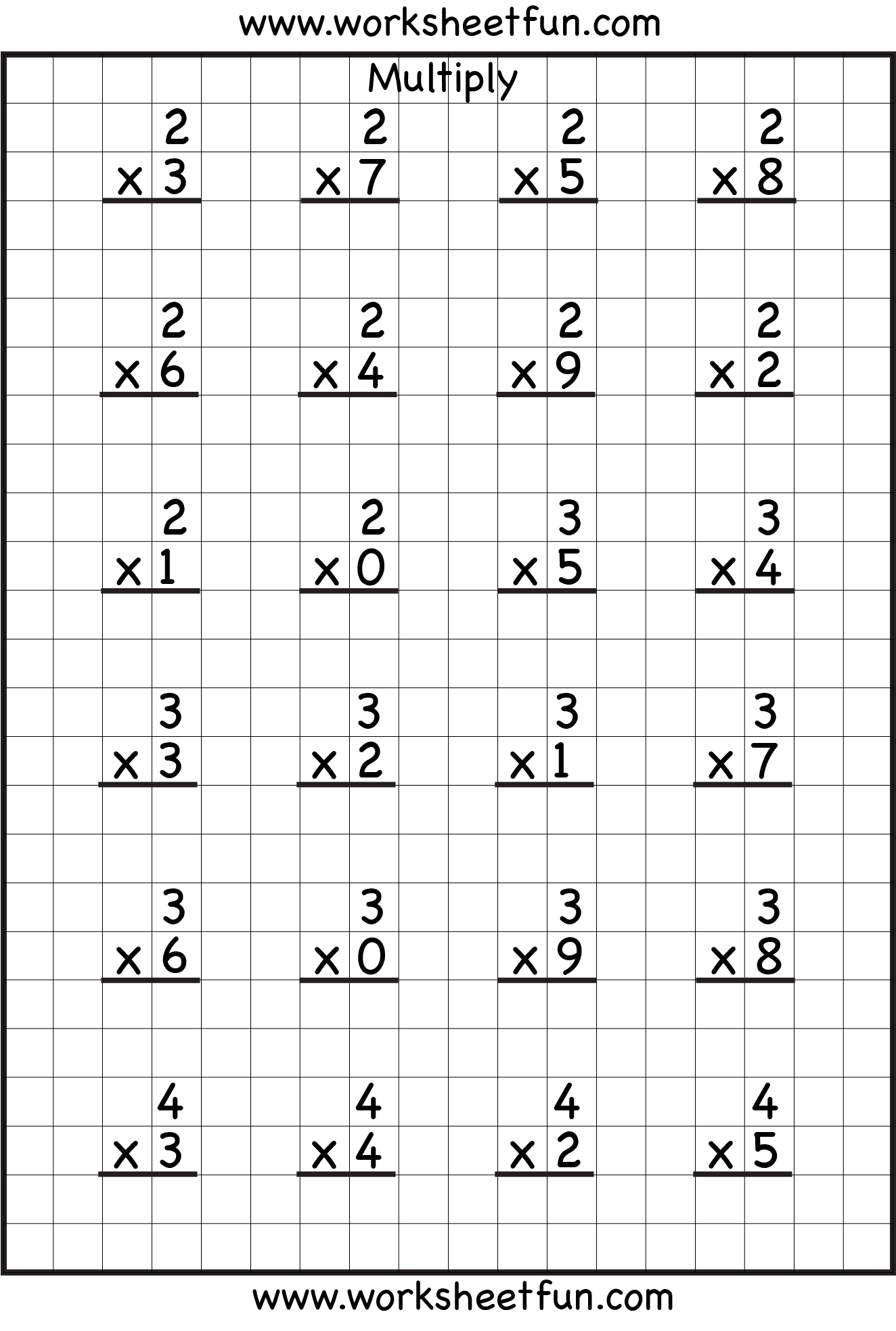 Multiplication Com Printable Worksheets