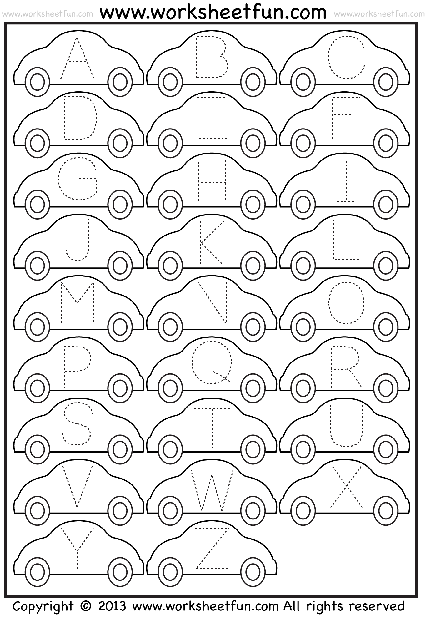 Letter Tracing Worksheet Car FREE Printable Worksheets Worksheetfun