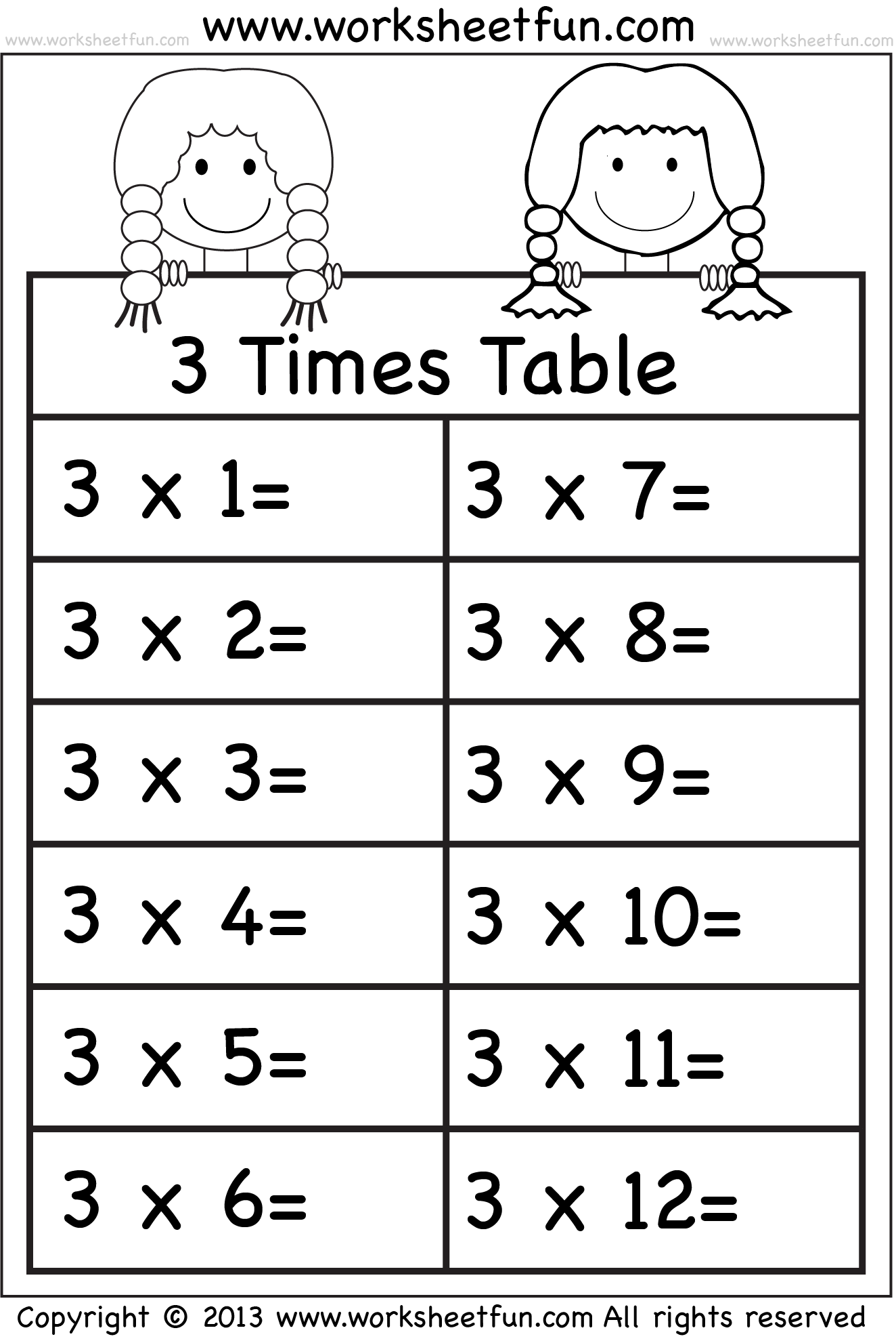 Times Tables Worksheets 2 3 4 5 6 7 8 9 10 11 And 12 