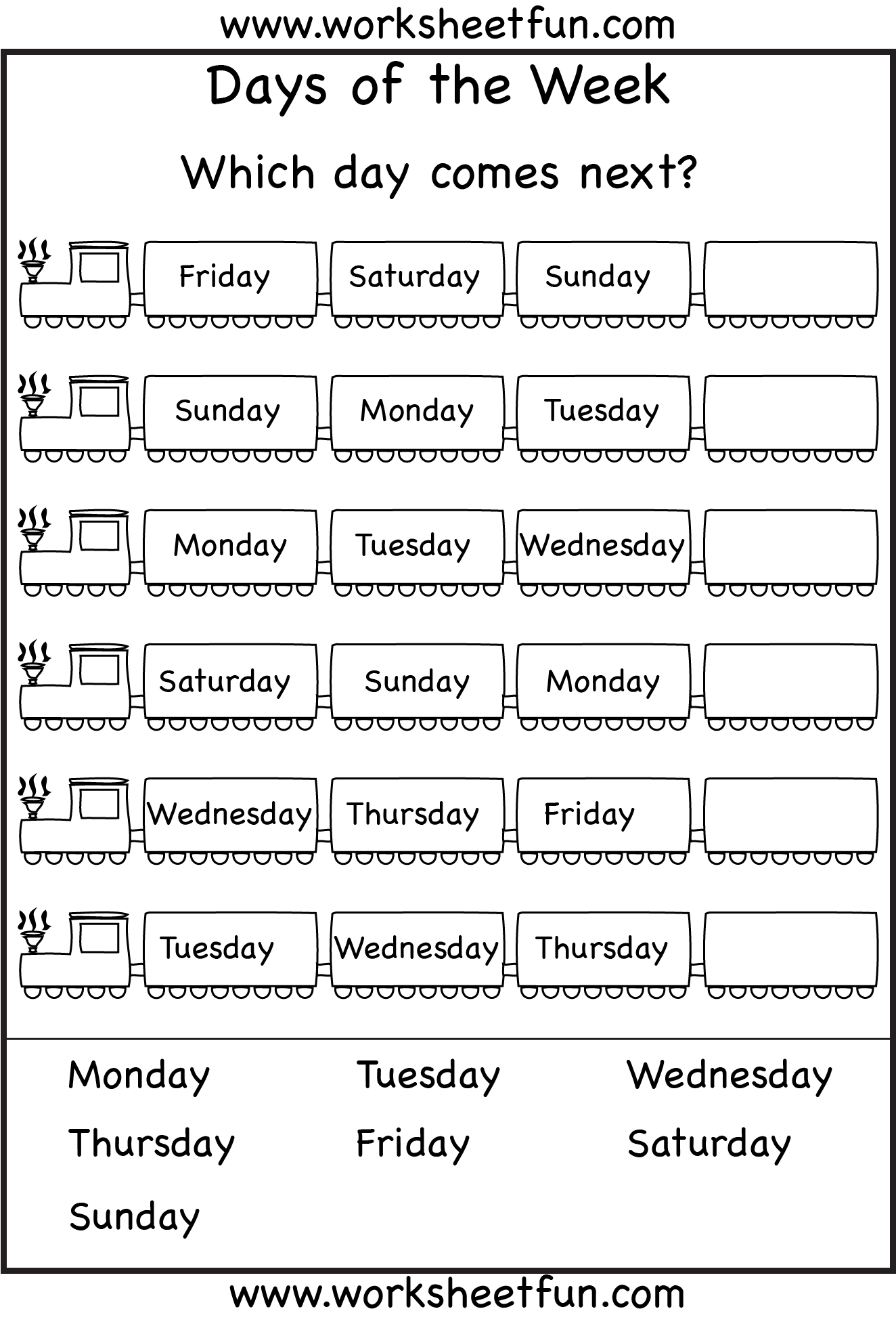 Days Of The Week 1 Worksheet FREE Printable Worksheets Worksheetfun