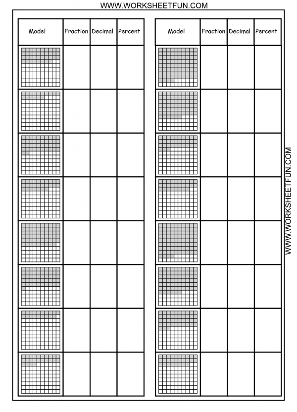 Convert between percents, fractions and decimals – 8 Worksheets / FREE ...