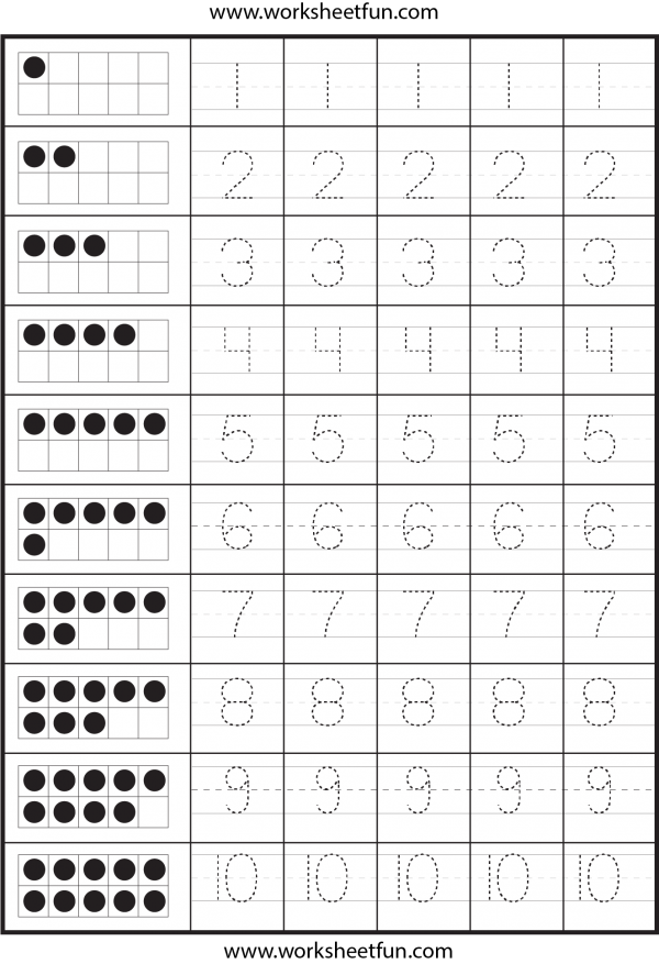 Number Tracing – 2 Worksheets / FREE Printable Worksheets – Worksheetfun