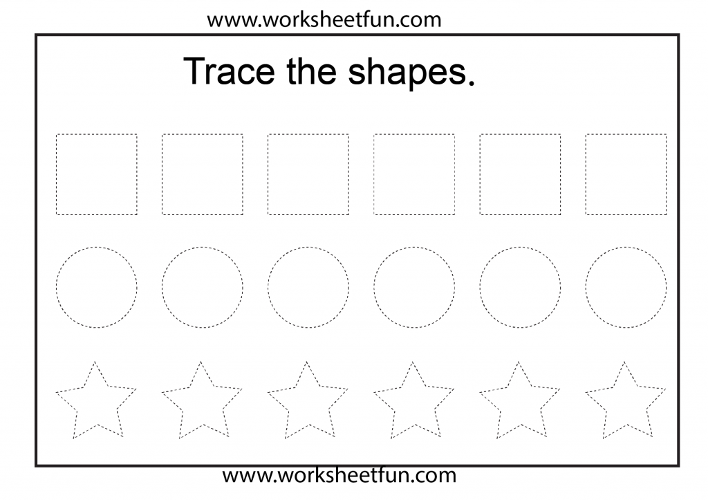 Shape Tracing – 1 Worksheet / FREE Printable Worksheets – Worksheetfun