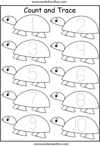 Number Tracing – Turtle – 1 Worksheet / FREE Printable Worksheets ...