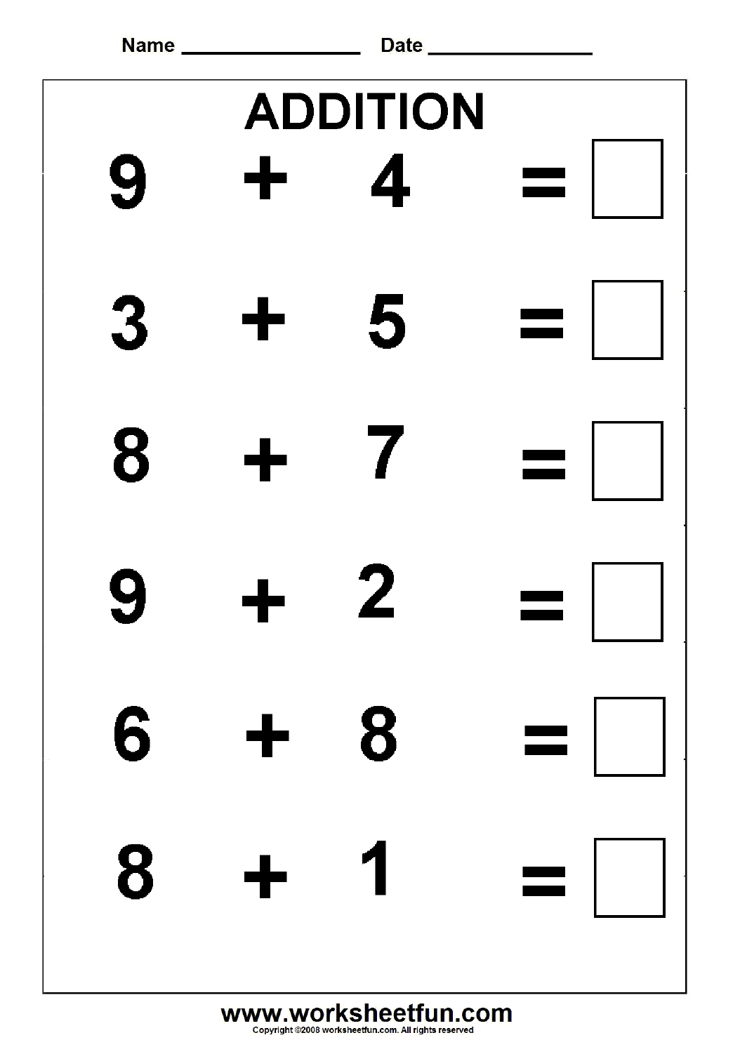 Addition Within 20 Addition Sums To 20 Five Worksheets FREE Printable Worksheets