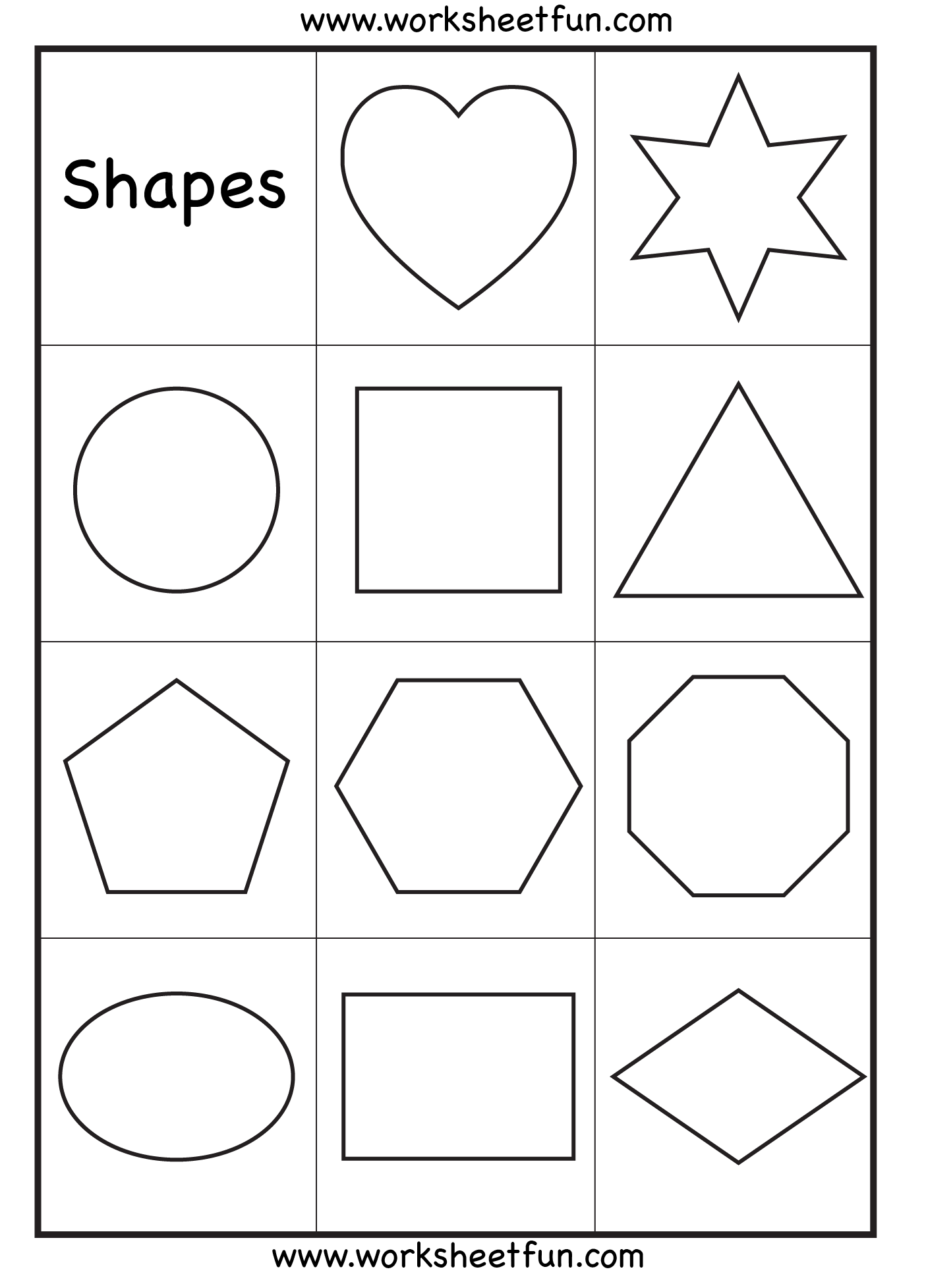 Preschool – Heart, Star, Circle, Square, Triangle, Pentagon, Hexagon