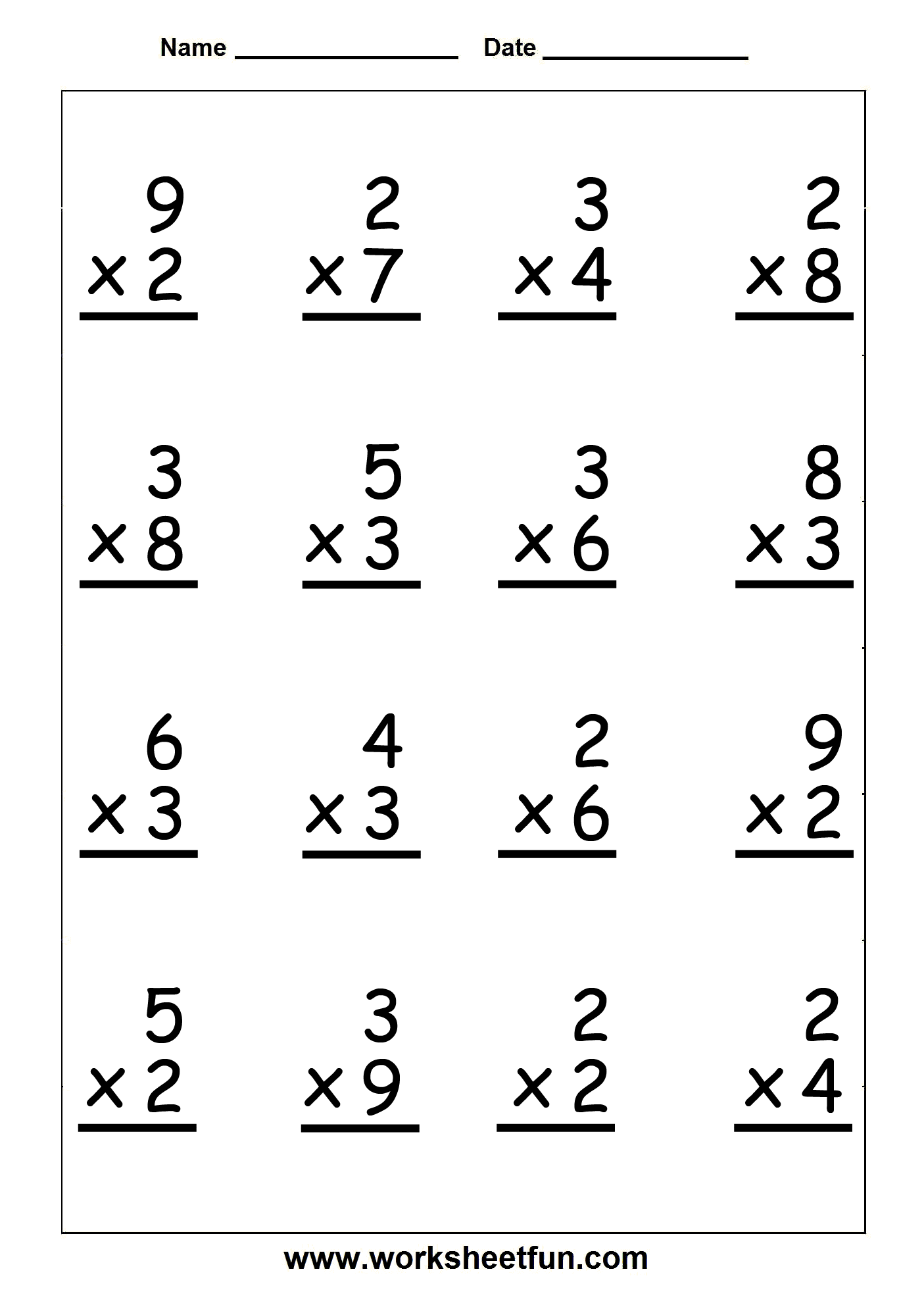 Single Digit Multiplication 16 Problems On Each Worksheet Five Worksheets FREE Printable