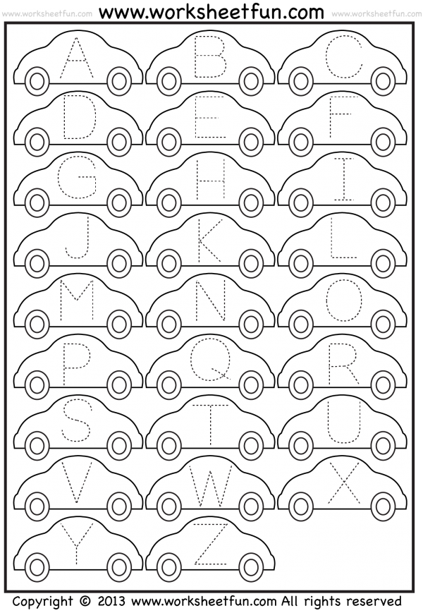 Letter Tracing Worksheet Car FREE Printable Worksheets Worksheetfun