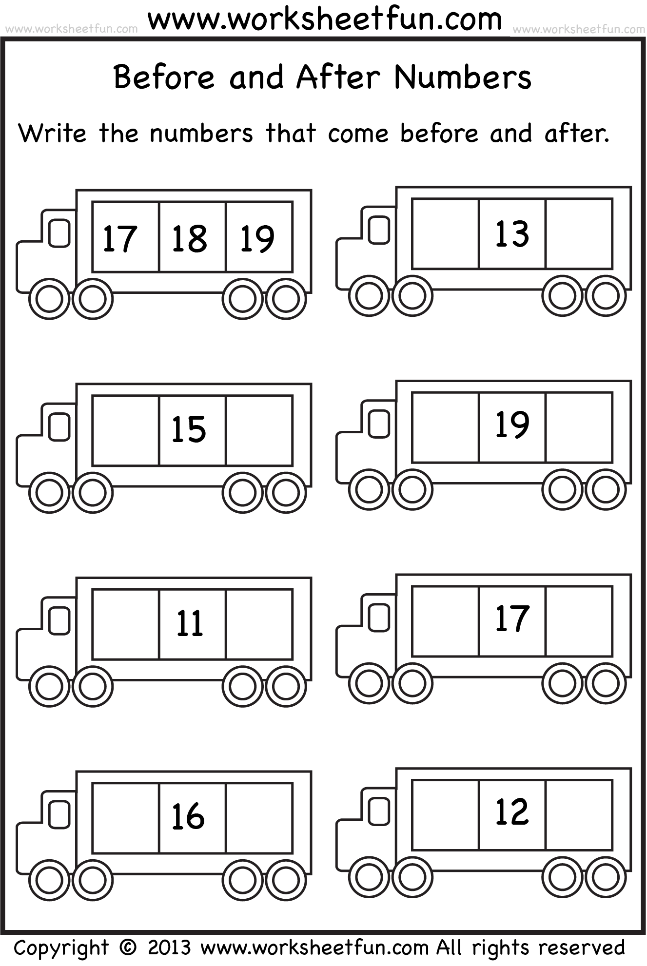 before and after worksheet for numbers to 100 students write the ...