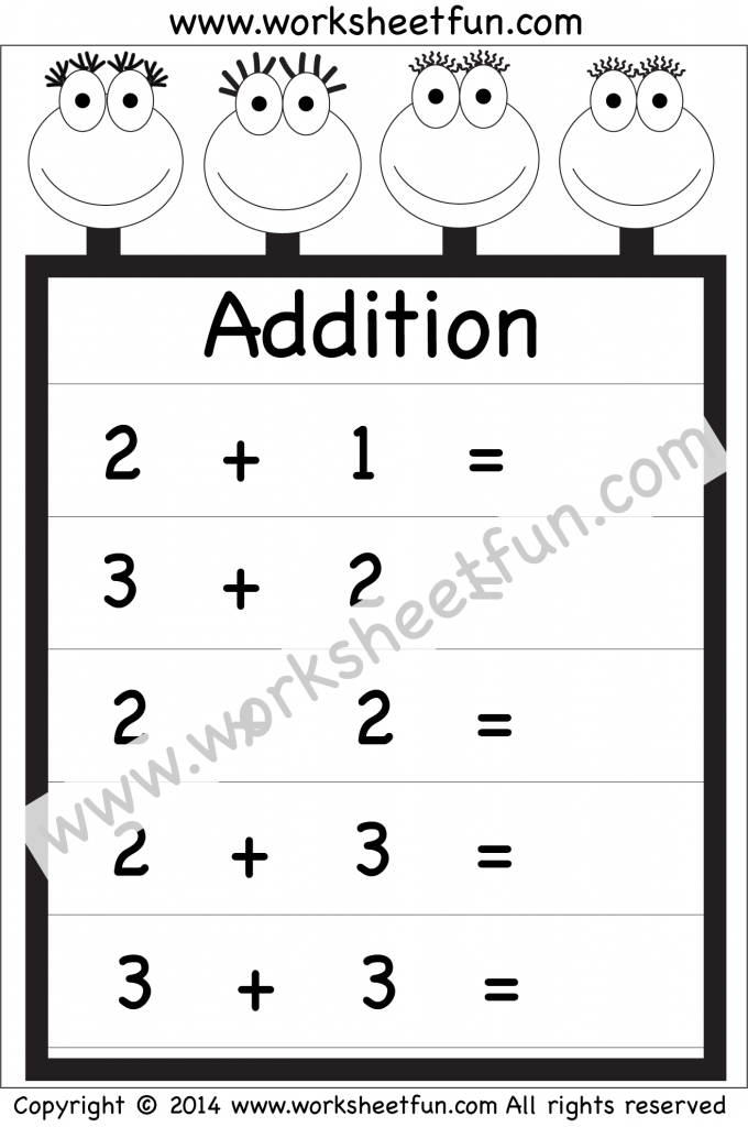 Kindergarten Addition Worksheets – Beginner Addition – 3 Worksheets ...