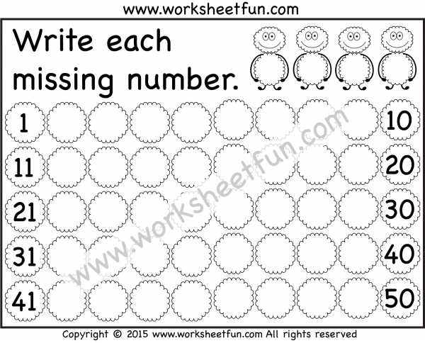 Missing Numbers – 1-50 – Worksheet / FREE Printable Worksheets ...