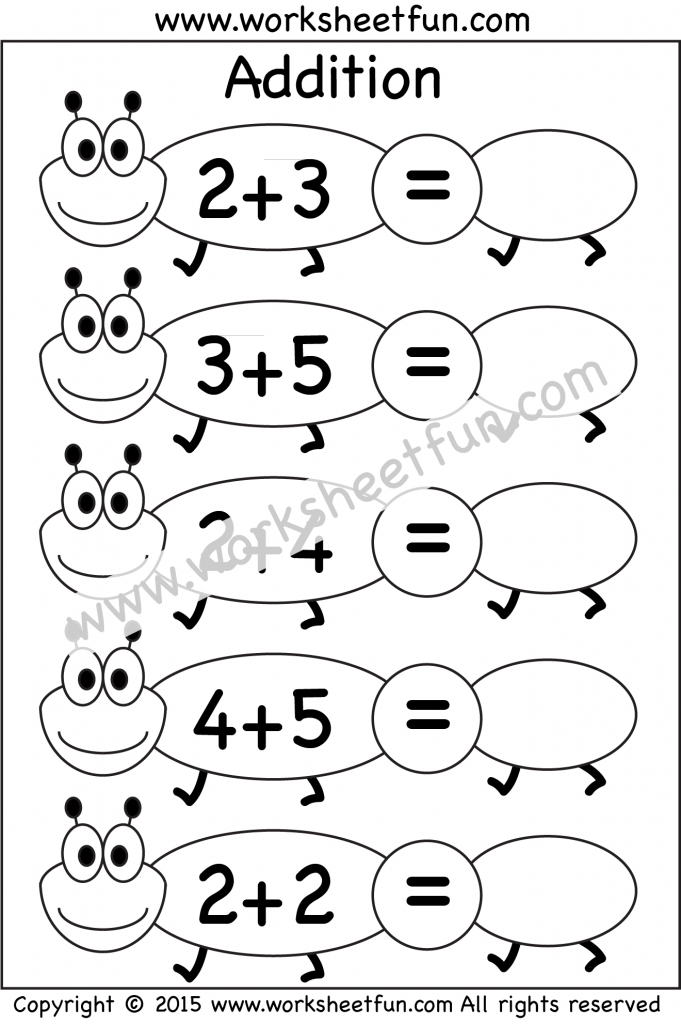 Kindergarten Addition Worksheet Beginner Addition 6 Worksheets FREE Printable Worksheets