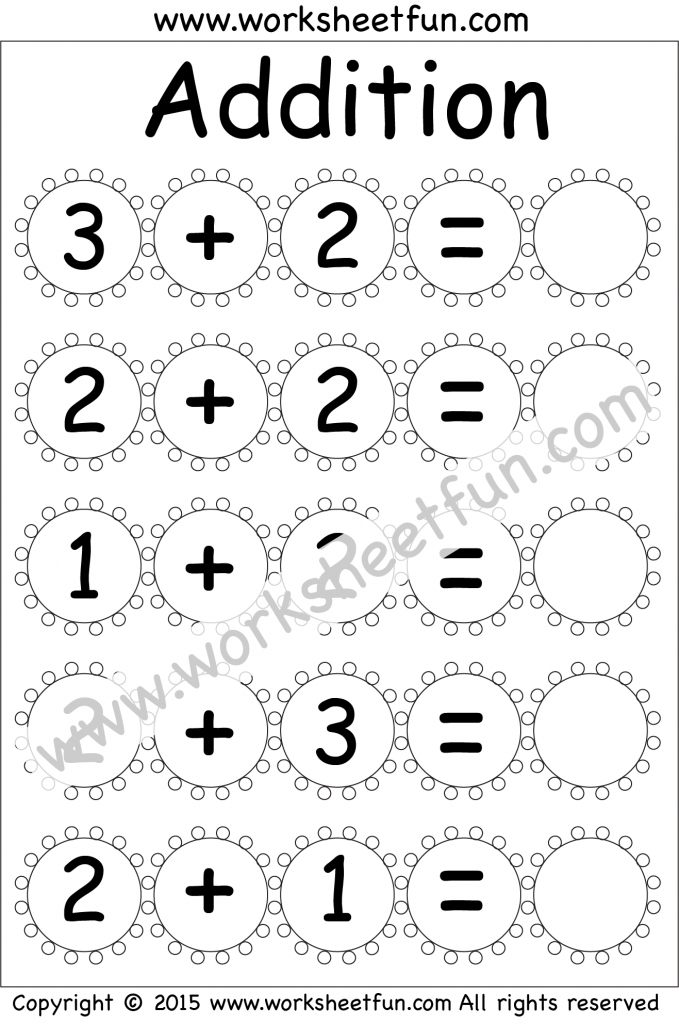 Kindergarten Addition Worksheets – Beginner Addition – 5 Worksheets ...