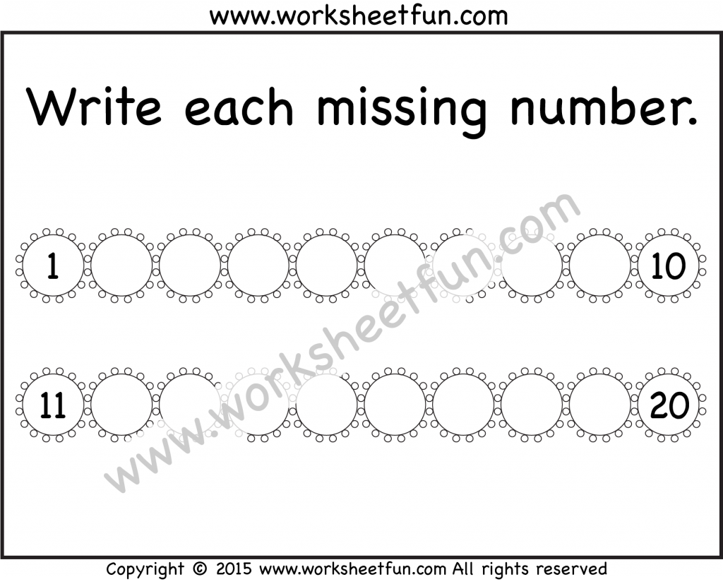 missing numbers 1 20 worksheet free printable