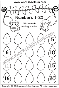 Missing Numbers 1-20 – One Worksheet / FREE Printable Worksheets