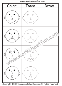 Feelings And Emotions – Color, Trace and Draw – 1 Worksheet / FREE ...