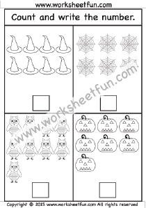 Halloween- Number Counting 1-10 – One Worksheet / FREE Printable ...