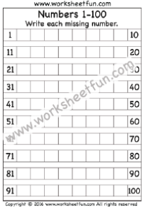 Missing Numbers 1 – 100 – One Worksheet / Free Printable Worksheets – Worksheetfun