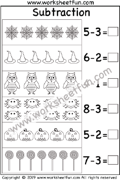 Halloween Themed Worksheet – Kindergarten Subtraction – 1 Worksheet ...