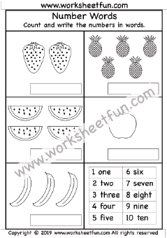 Number Words 1 5 Worksheets