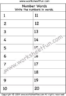 Numbers in Words – 1-100 – Write the numbers in words – Five Worksheets ...