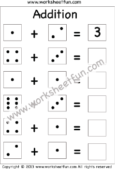 Dice Addition – One Worksheet / FREE Printable Worksheets – Worksheetfun