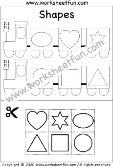 Cut And Paste Shapes – Heart, Star, Circle, Square, Triangle, Oval 