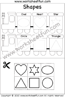 Cut and Paste Shapes – Heart, Star, Circle, Square, Triangle, Oval ...