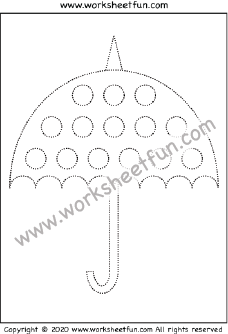 Picture Tracing – Umbrella – One Worksheet / FREE Printable Worksheets