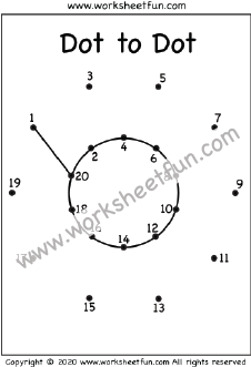 Dot to Dot – Sun – Numbers 1-20 – One Worksheet / FREE Printable ...