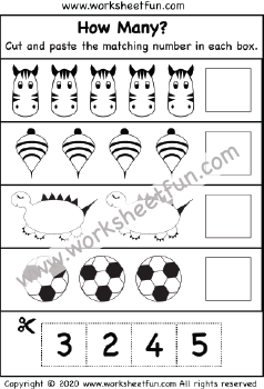 Count How Many – Cut and Paste – One Worksheet / FREE Printable ...