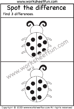 Spot the difference – Ladybug – One Worksheet / FREE Printable ...