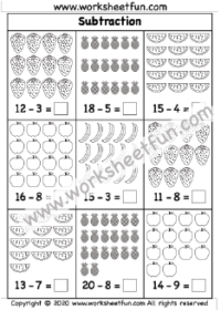 subtraction up to 20 with pictures three worksheets free printable worksheets worksheetfun