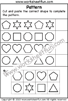 Shape Patterns – Cut and Paste – One Worksheet / FREE Printable ...