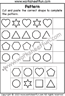 Shape Patterns – Cut and Paste – One Worksheet / FREE Printable ...