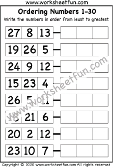 This is the order number. Www.Worksheetfun.com. Ordering numbers 1-10. Ordering numbers 1-20.