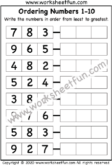 Ordering Numbers 1-10 – One Worksheet / FREE Printable Worksheets ...