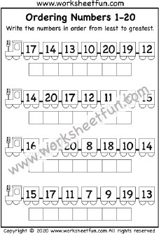 ordering numbers 1 20 one worksheet free printable worksheets