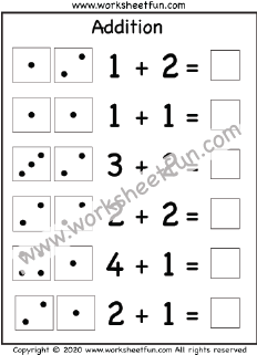 Addition Within 5 – Dice Addition – One Worksheet / FREE Printable ...